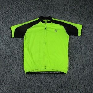 Canari Cycling Jersey Mens Med Yellow Black Full Zip Short Sleeve Hi Vis Shirt
